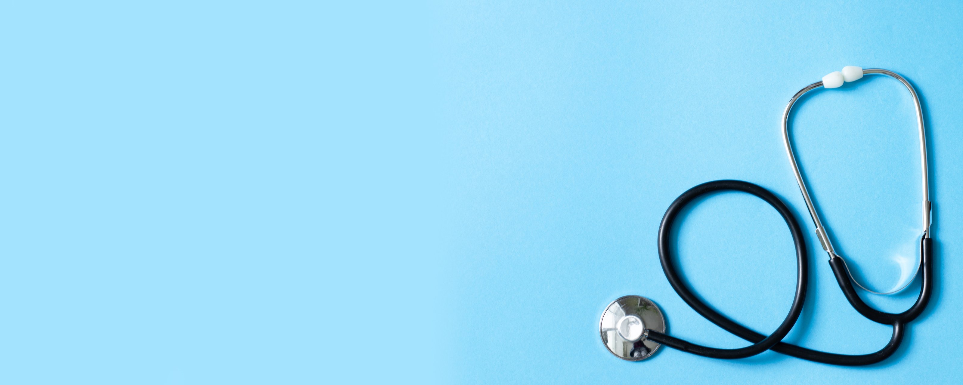 Medical Stethoscope Isolated on Blue Background